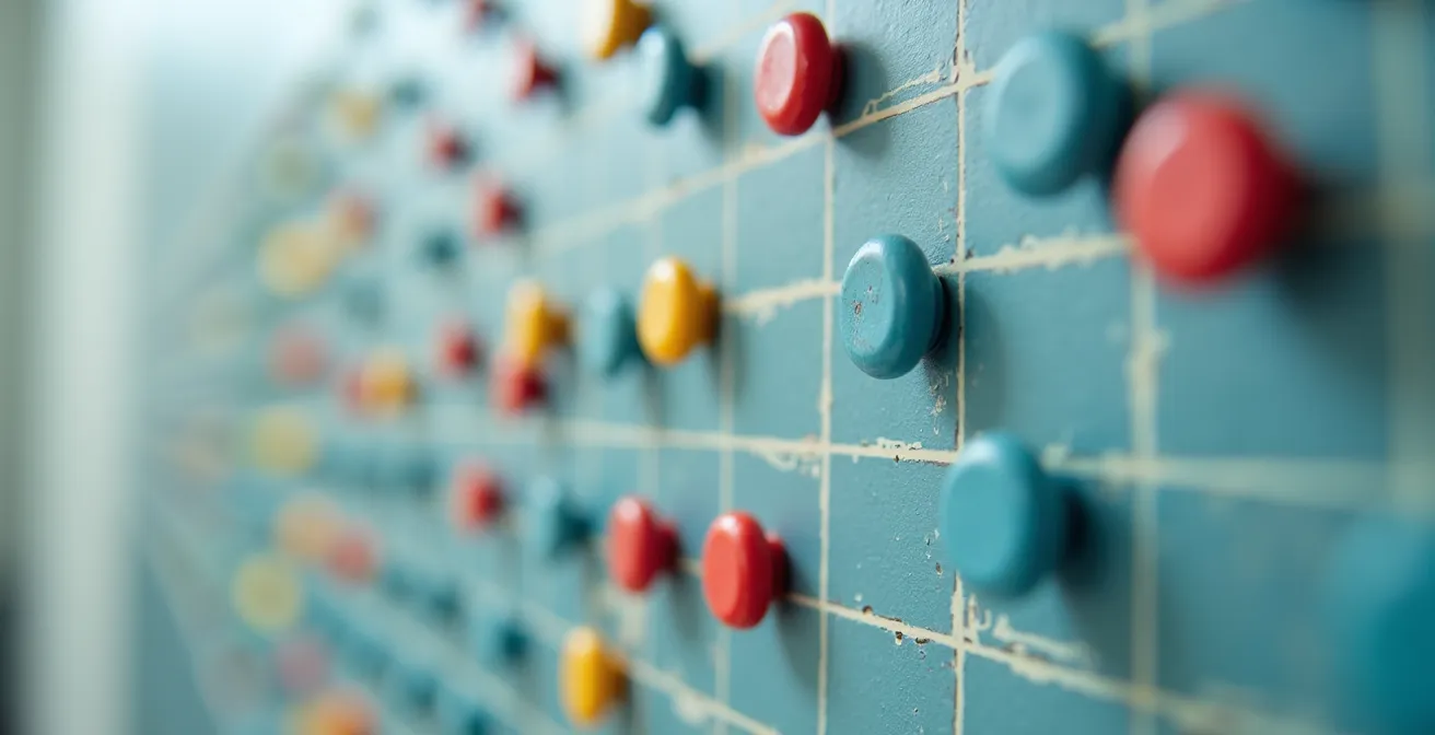 Vue macro détaillée d'un planning de buanderie avec créneaux horaires dans un immeuble suisse