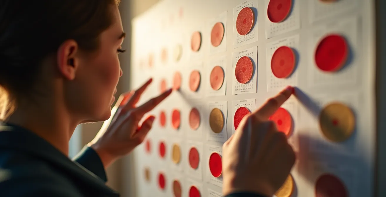 Calendrier avec marqueurs rouges sur les dates importantes pour les démarches administratives