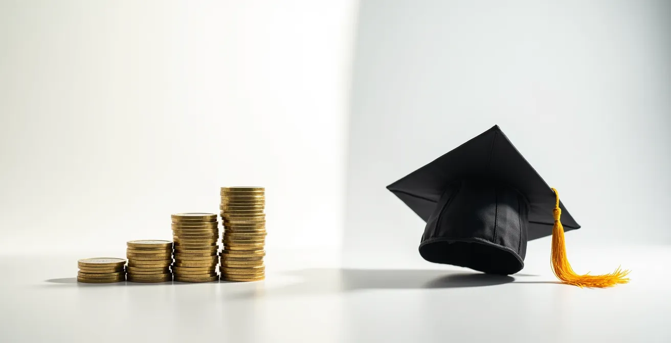 Visualisation du patrimoine net comparé entre apprenti et universitaire à 25 ans