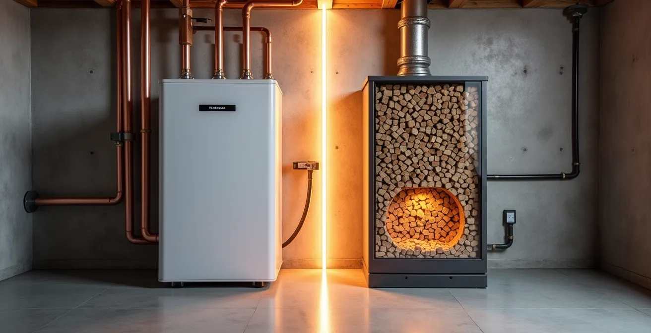 Graphique comparatif de rentabilité entre pompe à chaleur et système pellets sur 10 ans