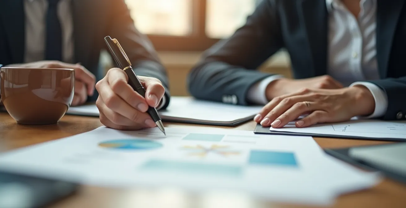 Bureau professionnel avec une personne préparant méticuleusement son CV suisse.