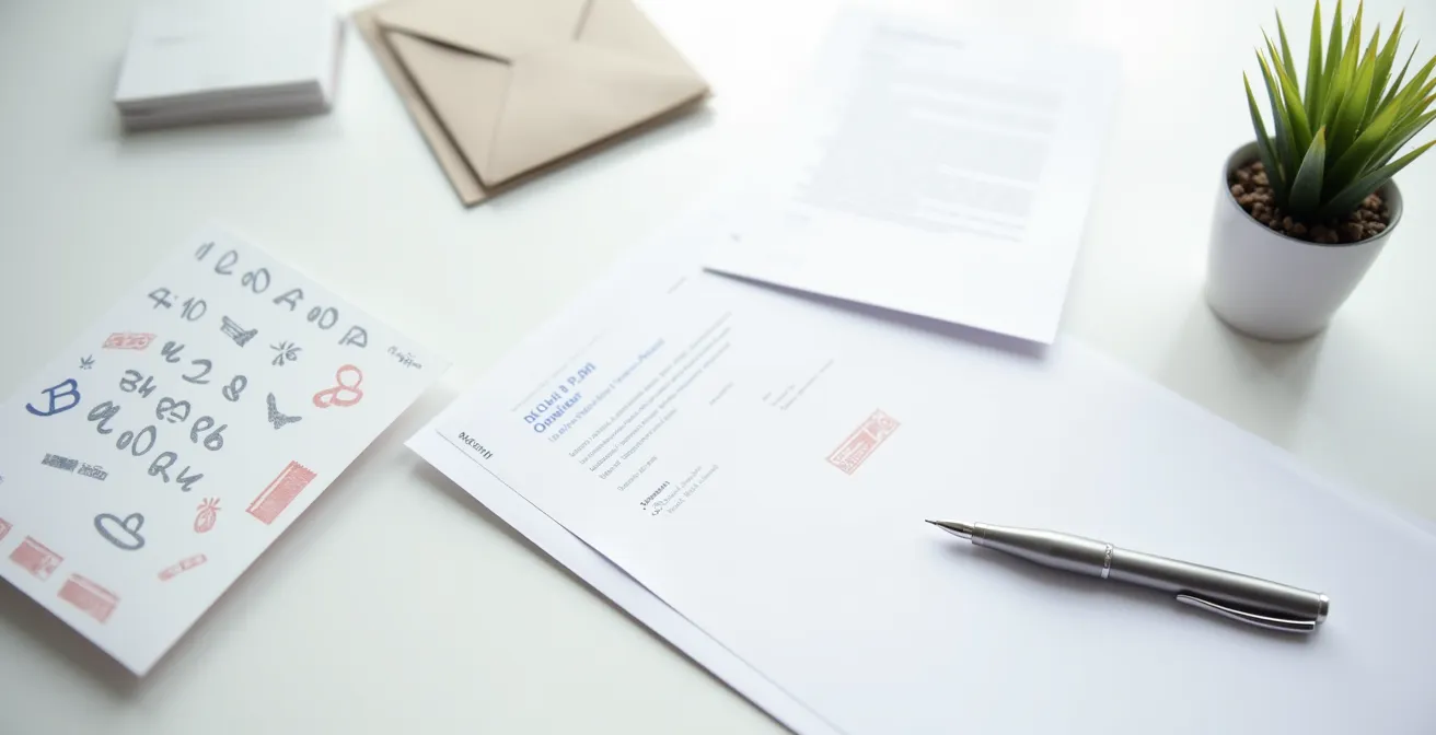 Documents administratifs soigneusement organisés avec enveloppe recommandée