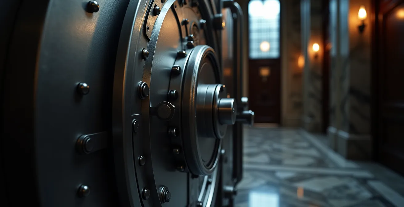 Coffre-fort sécurisé contenant des documents confidentiels dans une banque suisse