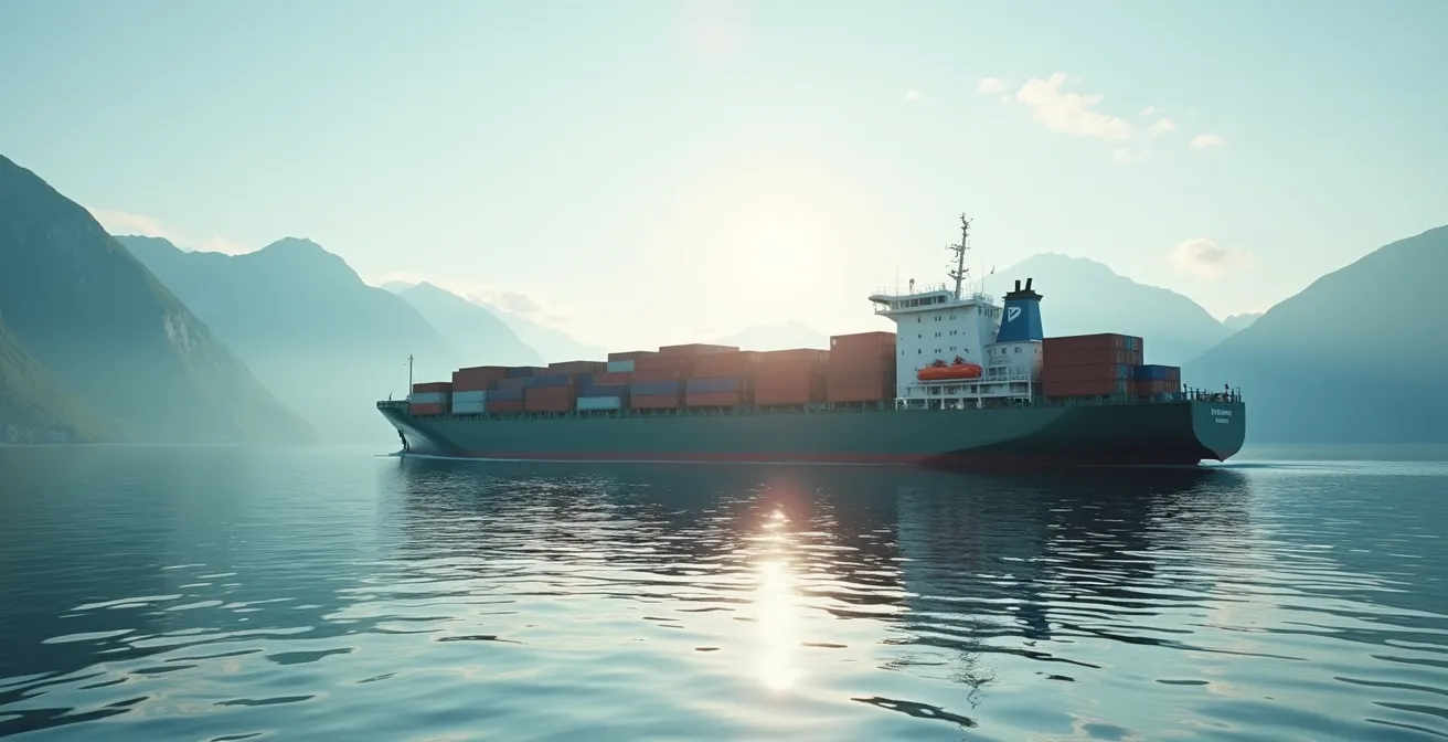 Cargo transportant des produits biologiques par voie maritime vers la Suisse