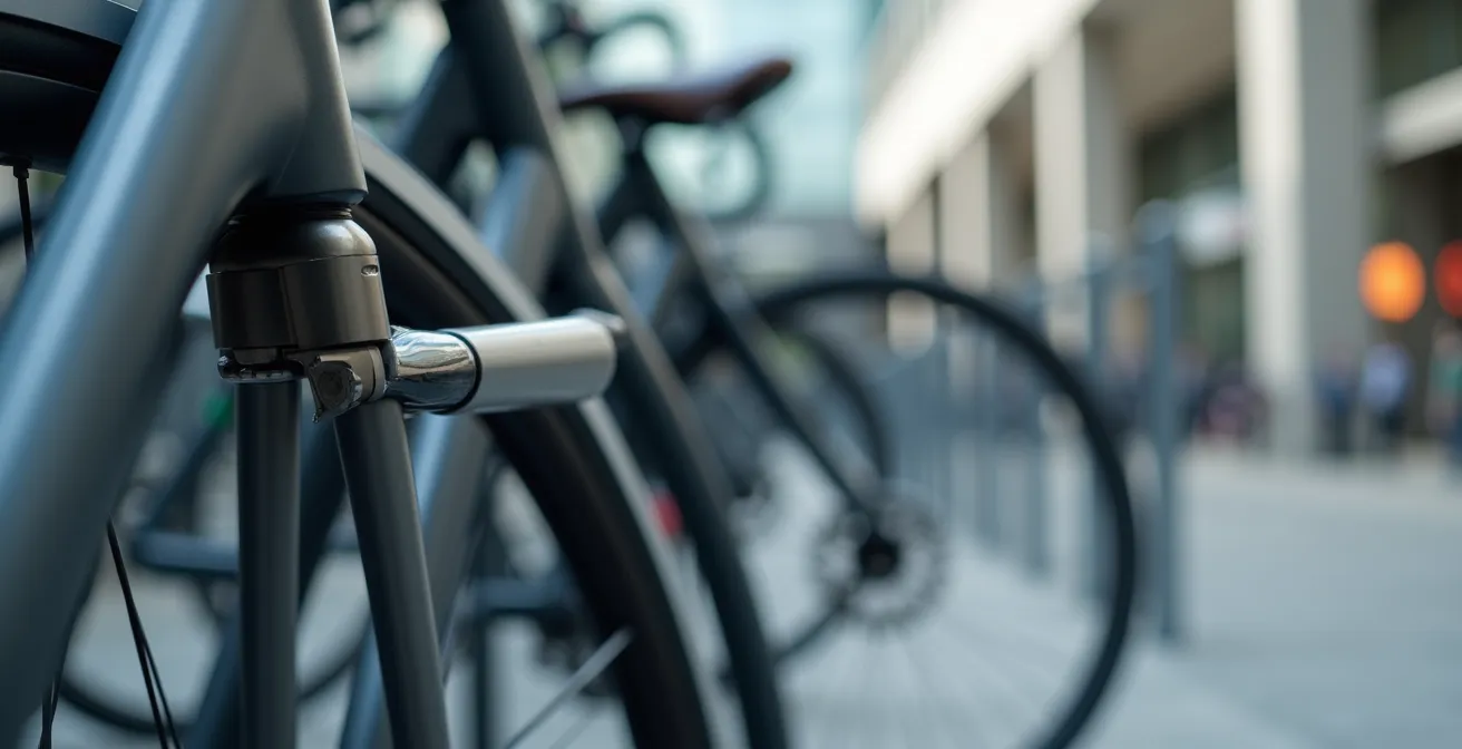 Station de vélos sécurisée moderne dans une gare suisse avec rangements organisés